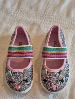 Olive & Edie Chloe glitter cat slip-on sneakers size 6 toddler GUC